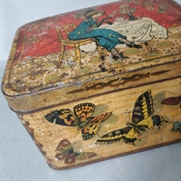 medova sommerfugle dekoreret metal dåse fra 1913 tedåse gammel opbevaringsdåse 